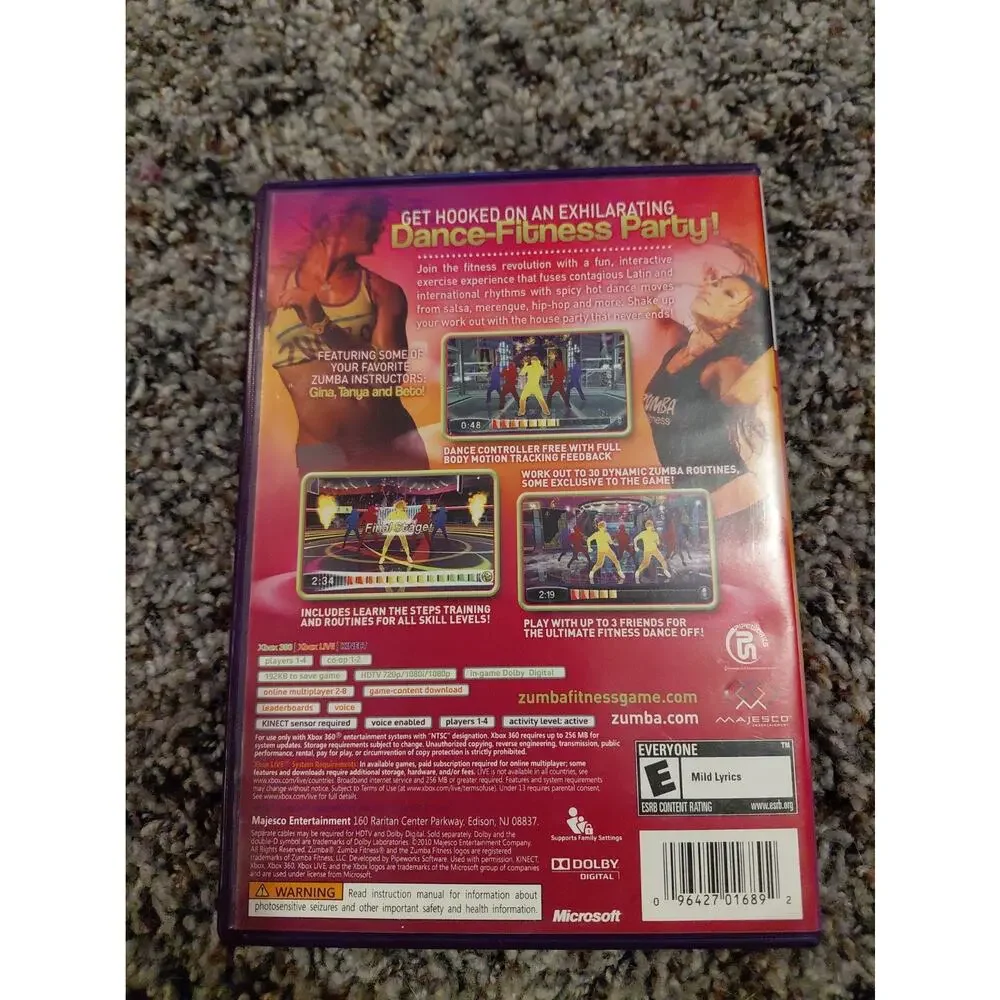 Zumba Fitness Xbox 360 Kinect Microsoft Game Studios Majesco